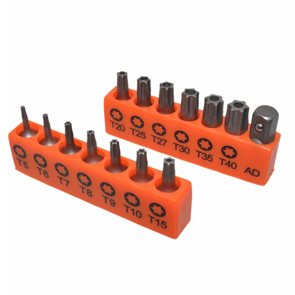 14 Pcs Set 25mm Torx Screwdriver Bits with Hole T5-T40 Electric Screw Driver Adapter
