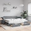 VidaXL Daybed with Trundle and Drawers Light Grey 80x200 Cm Fabric 3197683