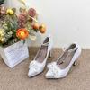 Light Shoes Women's Gentle Wind Platform Velvet High Heels Bride Main White Wedding Dress Flower Wedding Shoes