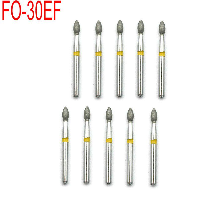 10pcs/Set Dental Diamond Burs Dia-burs for High Speed Handpiece Dentist Teeth Polishing Tool FO-30EF