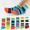 Organic Cotton Funny Socks with Toe Stripe Street Toe Socks Fashion Five Finger Short Socks