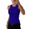 Women Vest Round Neck Sleeveless Elastic Slim Fit Tops Solid Color Sport Camisole