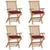 Day and Night - Day and Night Garden Chairs 4 Units Teak Wood with Red Cushions