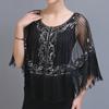 Women's Vintage 1920s Flapper Shawl Gatsby Evening Bolero Sequin Fringe Sheer Mesh Bridal Cover Up for Wedding Party