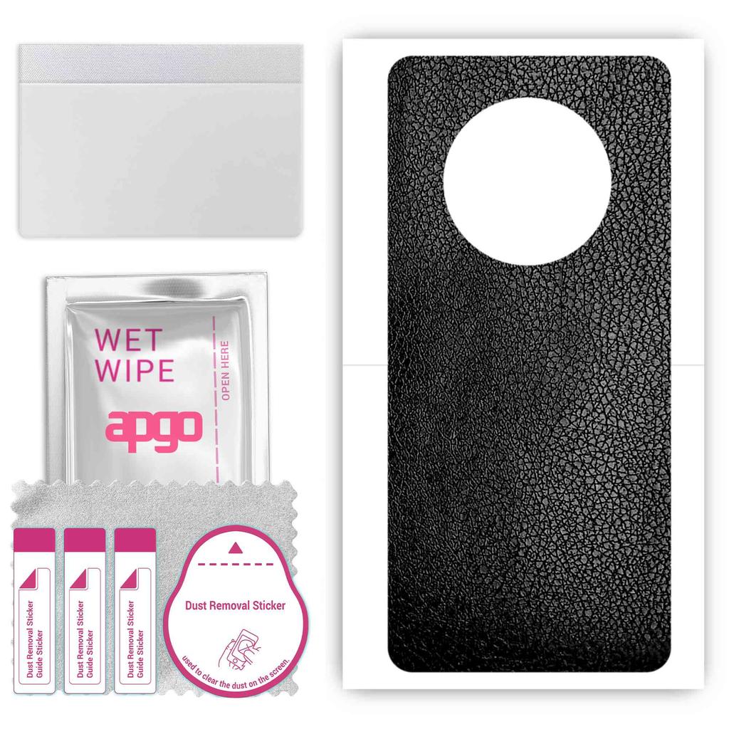 apgo Protective Skin Sticker for the Back Compatible with Huawei Mate 40E, Wrap Film, Foil, Vinyl - Pattern Black Leather
