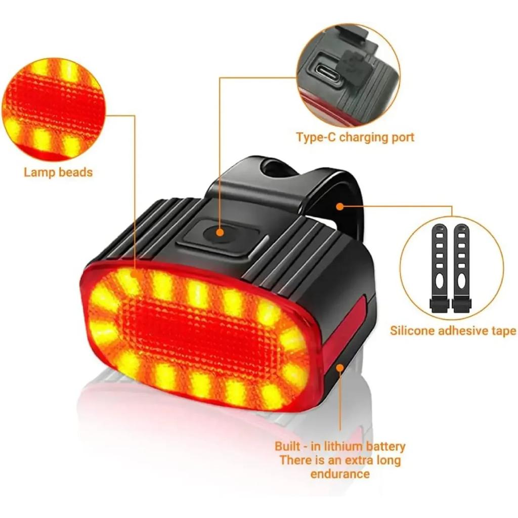 Cycling Bicycle Front Rear Light Set Bike USB Charge Headlight Light Waterproof MTB Waterproof Taillight LED Lantern Bike Parts