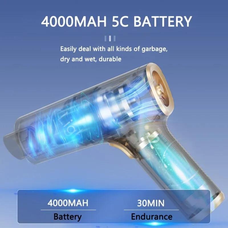 2024 Циклонный фильтр, аккумуляторная батарея для аксессуаров для машин, портативный мощный беспроводной автомобильный пылесос, мини-автомойка