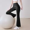 Women's Flared Yoga Pants High Waist Fake Two Piece Drawstring Pleated Wrap Skirt Trouser Tummy Control Running Workout Pants