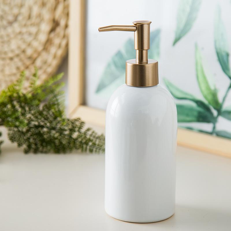 Ceramic Emulsion Bottle Bathroom Soap Dispenser Portable Shampoo Dispenser Home Hotel Bath Products Press The Empty Bottle