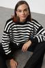 Women's Fashionable Stylish Sweater Black Basic Striped Sweatshirt Look Knitwear Sweater