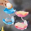Double Layer Flowers Lotus Shape Draining Soap Dish Soap Box Plate Holder Portable Punch-free Soap Tray Bathroom Accessories