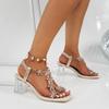 Women's Sandals, Summer One-piece Sandals, Rhinestone High Heels