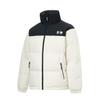 Li Ning Hot Pot Down Jacket Series Color Block Zipper Stand Collar Comfortable Breathable Loose Down Jacket Unisex Outerwear Off-White AYMV855-2