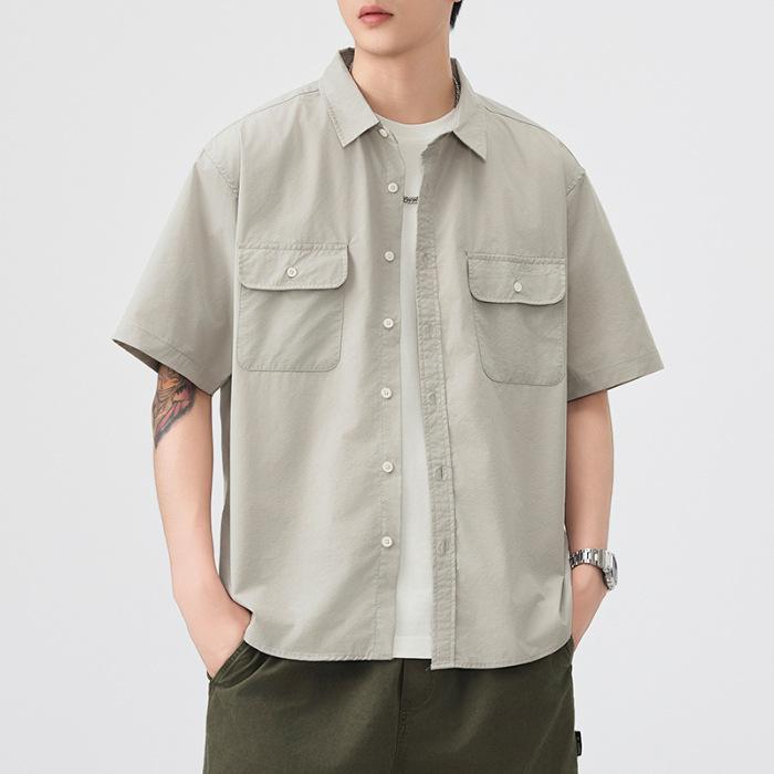 Summer Thin Japanese Retro Short-sleeved Shirt Men's American New Loose Mid-sleeved Shirt