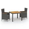 Day and Night - Day and Night 3-piece Garden Dining Set with Gray Synthetic Rattan Cushions