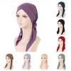 Ramadan Muslim Women Hijab Caps Solid Color Ladies Headscarf Soft Hijab Turban Bonnet Two Tail Bandana Hat Chemo Cap