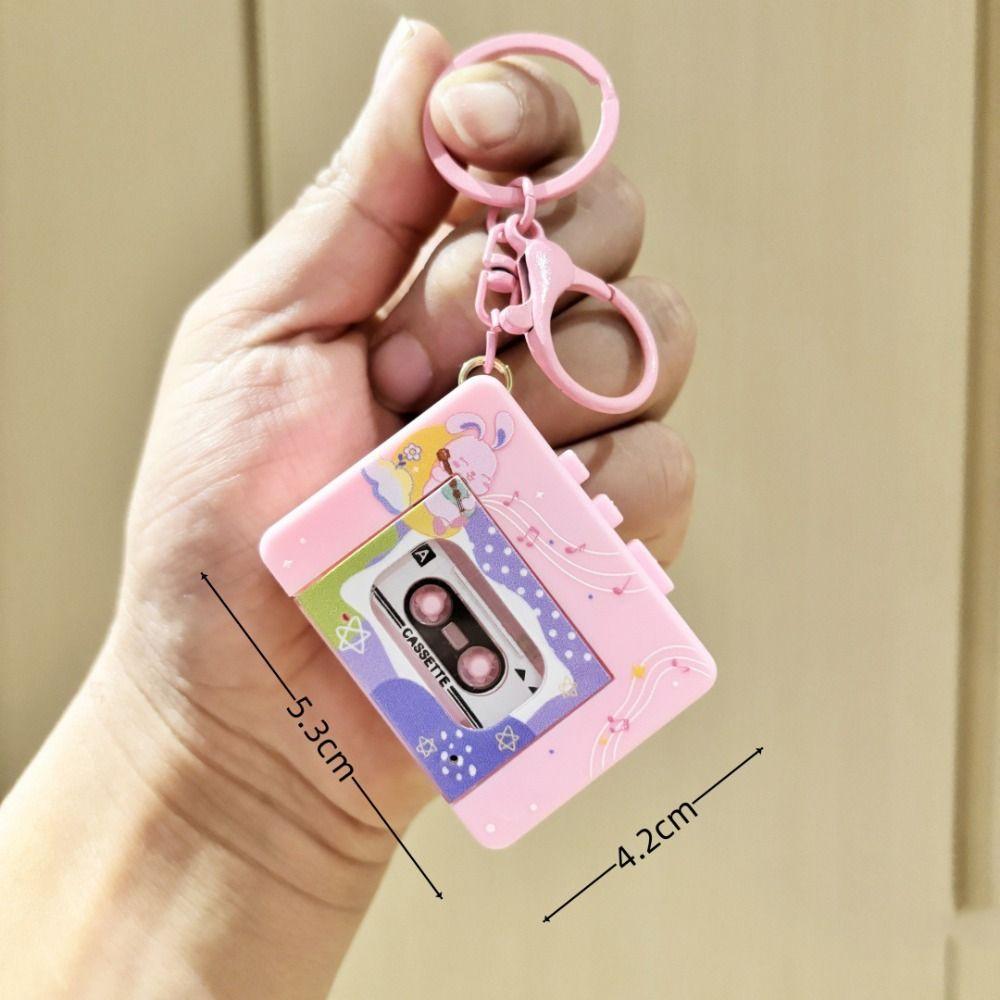 Recordable Recording Music Box Pendant with Music Retro Tape Recorder Keychain Small Gift