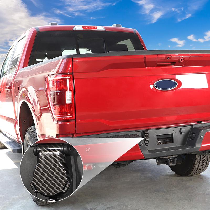 Автомобильная ABS Декоративная крышка выхода прицепа Для Ford F150 2021+ Внешние аксессуары, Черный карбон
