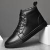 Men Boots Genuine Leather Ankle Boots Warm Winter Casual Cow Leather Boots Autumn Winter Men Shoes High Top Black Sneakers Man