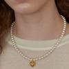 leeENoir Volume Heart Pearl Necklace (6mm)(2color)