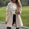 Women's Trench Coat Notch Lapel Double Breasted Mid Long Pea Coat with Pockets Long Sleeve Fall Winter Outwear