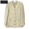 674332 Beige Gold Button Collarless Tweet Jacket Jacket 36 beigeUsed