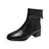 Women Short Boots 2024 Winter New PU Leather Thick Sole British Style Comfort Fashion Ankle Boots Street Walking Casual Shoes