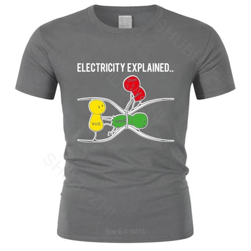 Men Cotton T Shirt Fashion Tshirt  Electricity Explained Style T-shirt for Man Ohm's Law Version2 Teeshirt Short Sleeve Teeshirt