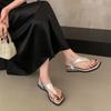 Fashion Women's Sandals 2025 Summer New Fashion Casual Outdoor Beach Shoe Clip Toes Women's Wedge Metal Decorative Sandals Zapatos Mujer