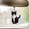 Acrylic Cat Key Chains Kitten Car Rearview Mirror Pendant Car Purse Bag Rings Pendant Cat Key Ornament for Car Interior Accessories