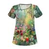 Women's Casual  Print Short Sleeve Sloping Collar Workwear Top With Double Pockets