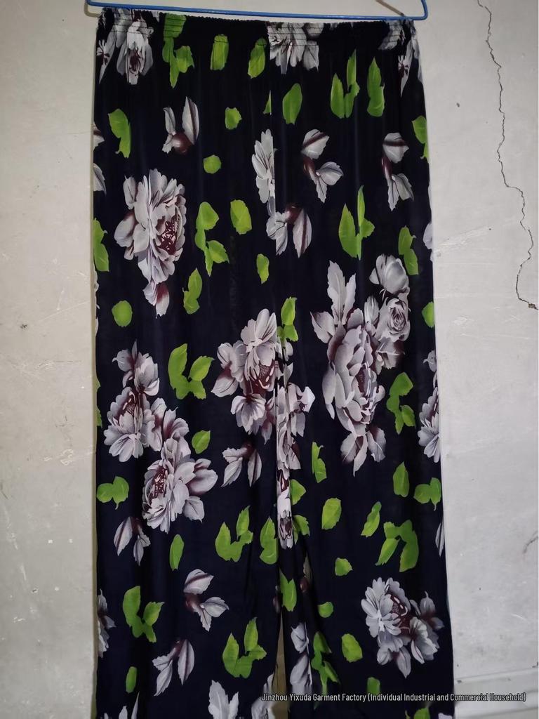 Casual Summer Women's Plus Size Ice Silk Stretch Pants - Loose, High Elastic Waist for Middle-Aged and Elderly