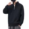 Half Zip, Thick Stand Up Collar Solid Color Hoodie, Men's, Autumn and Winter, Corduroy, Simple and Versatile, Loose with Velvet Lining, Top