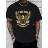 Free Bird Eagle Graphic Tee Men'S Casual Cotton T-Shirt with Slight Stretch Crew Neck All-Season Short Sleeve Print Top
