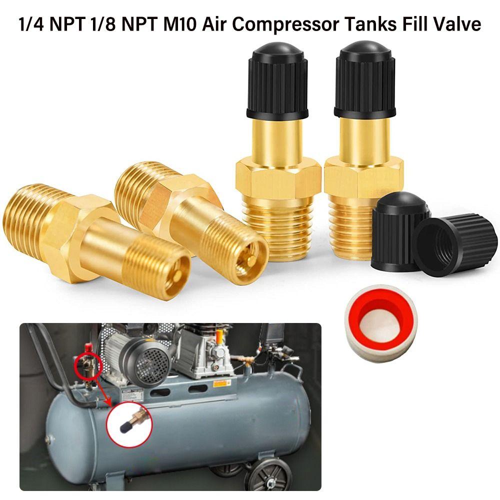 1/4 NPT 1/8 NPT M10 Air Compressor Tanks Fill Valve Brass Automobile Tire Valve Core
