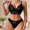 Lace Anti-sagging French Back Bra Set Gathered Cross Backless Underwear Sexy Comfortable Nude Panties