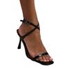 Womens/Ladies Florida Barely There Faux Leather Crossover Strap Wide High Heels