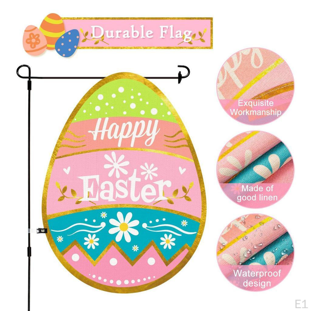 Happy Easter Egg Yard Flag Banner Double Sided 42x31cm for Lawn Garden Decor