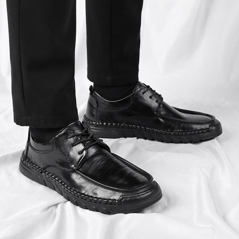 Shoes Men Lace Up Oxfords Genuine Leather Shoes Men Outdoor Flats Black Soft Designer Handmade Sewing Men Casual Shoes