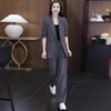 2 Pcs/Set Lady Formal Coat Pants Set Long Sleeves Double Buttons Cardigan