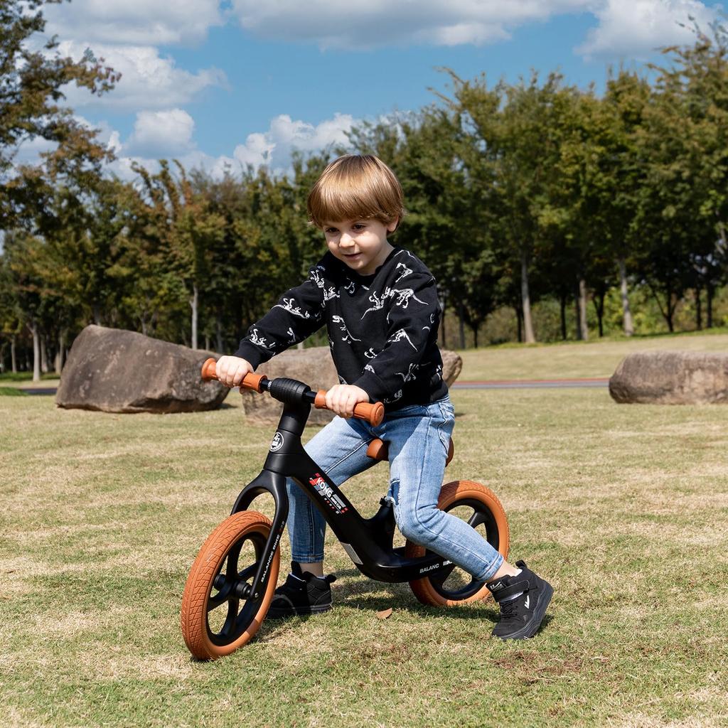 Kick Bike 2 To 6 Years Old 12 Inch Children Birthday Gift Infant Bicycle Without Pedal Black KONG MING CAR (S2000)