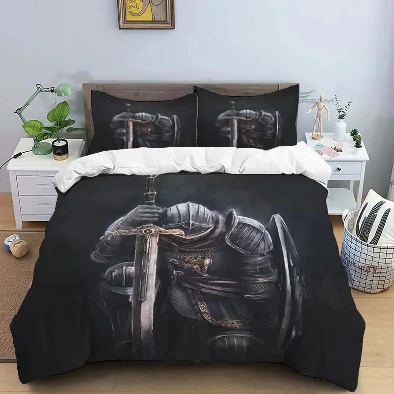 Medieval Knights Templar Patterns Comforter Bedding Set,Duvet Cover Bed Set Quilt Cover Pillowcase,King Bedding Set
