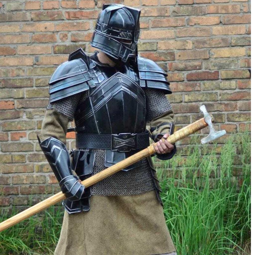 Moria Dwarf Dwarven Steel Knight Armor Suit Full Body Armor With Cuirass,Pauldro