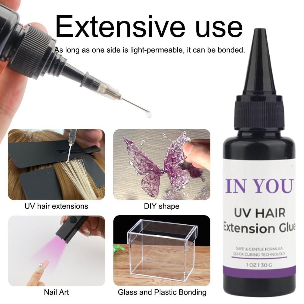 UV Hair Extension Kit: UV Lamp + 30g Glue & Remover | Salon-Quality Invisible Bonds | Quick Home & Salon Set