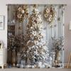 3D Classic Christmas Tree Snowflake Print Curtain 2 Pieces Thin Shading Window Drape Curtain for Living Room Bedroom Decor