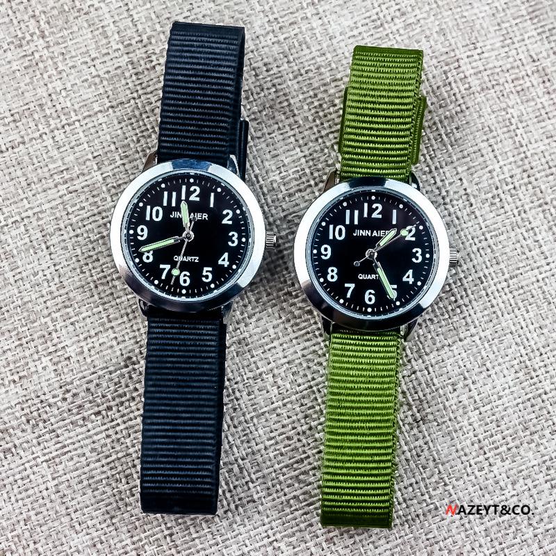 Детские повседневные спортивные цифровые кварцевые часы со светящимися стрелками и нейлоновым ремешком