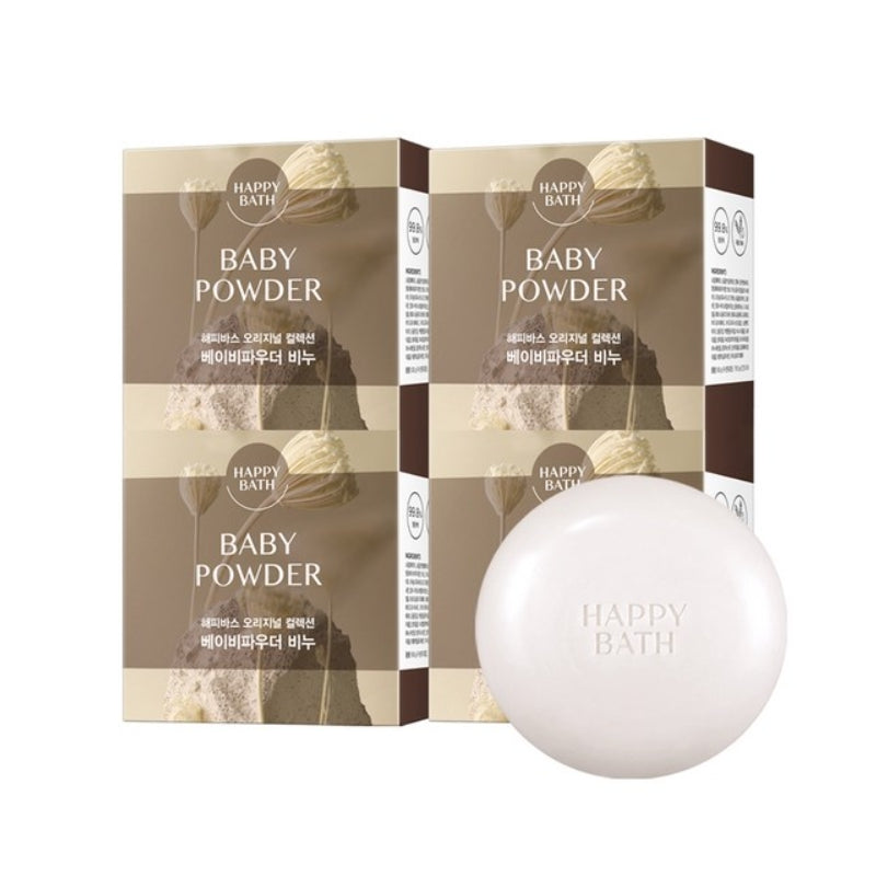 Happy Bath Original Collection Bar Soap Baby Powder 90g*4Pcs/8Pcs