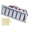 Rocker Switch Panel 6 Gang Waterproof 5 Pin On Off Car Switches 12V‑24V Blue LED