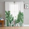 Tropical Plant Leaves Tulle Curtains for Living Room Sheer Curtain for Bedroom Kitchen Blinds Voile Curtains