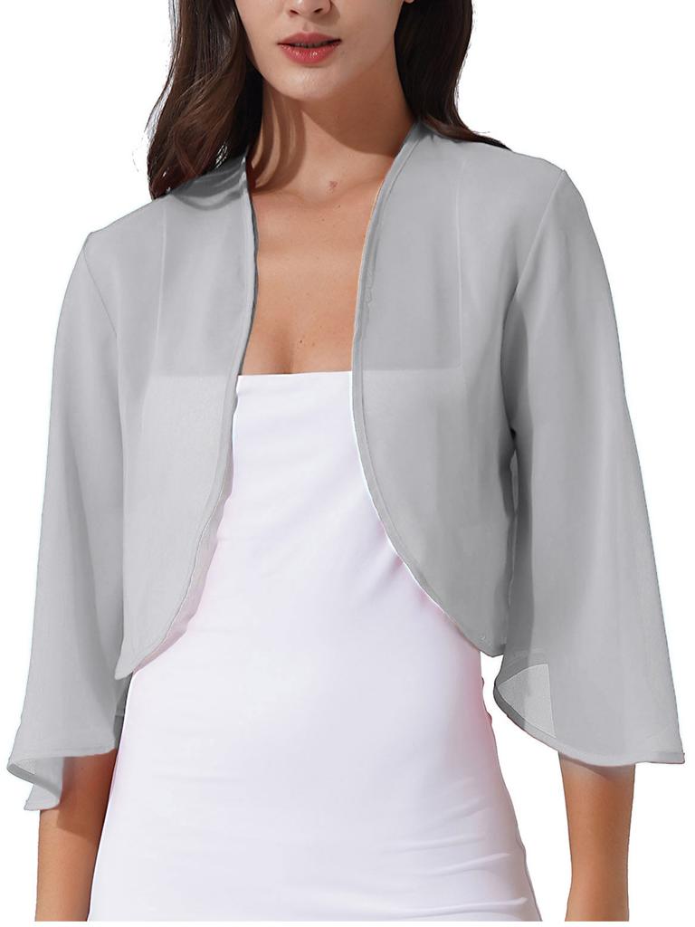 Женский шифоновый кардиган с рукавами 3/4, болеро, куртка, свадебное платье, накидка, шали